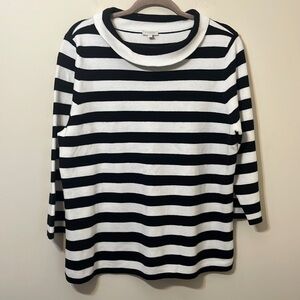 Talbots XL black and white striped sweater